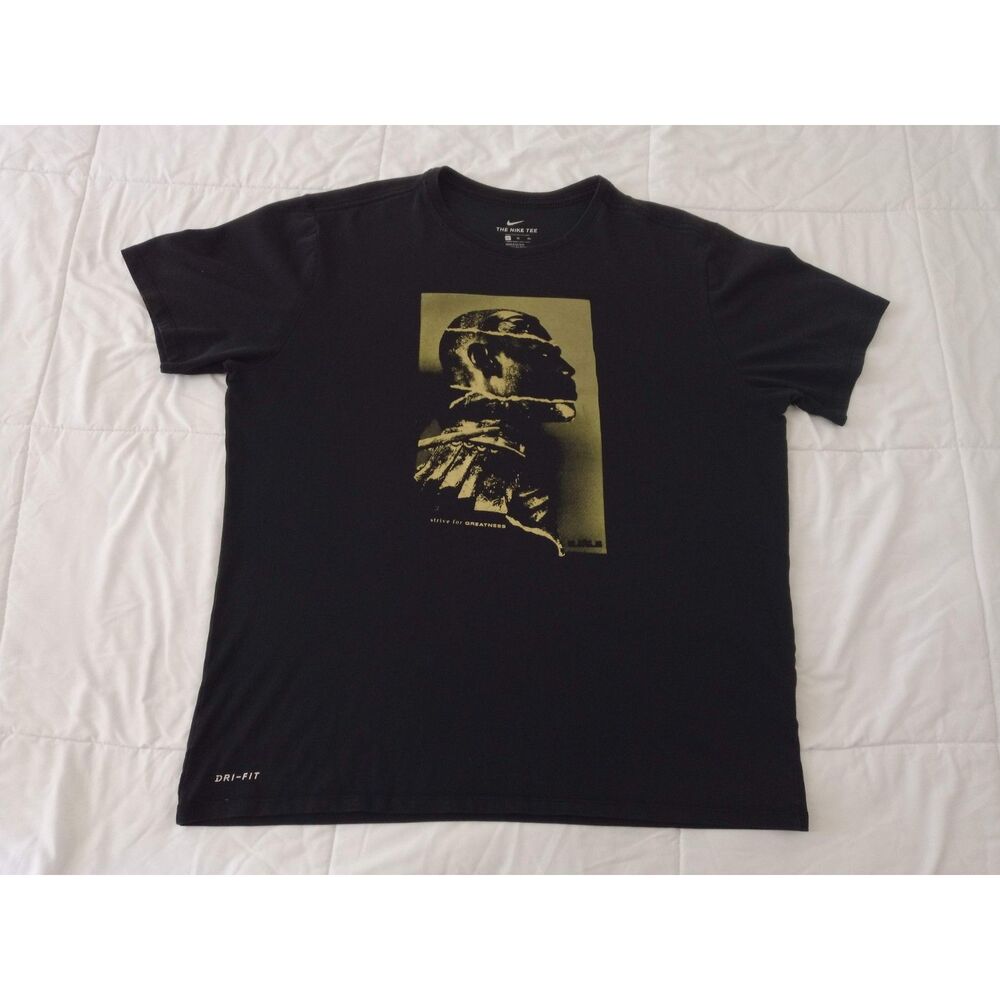 Nike LeBron King James 'Strive for Greatness' Black T-shirt Men's Extra Large XL